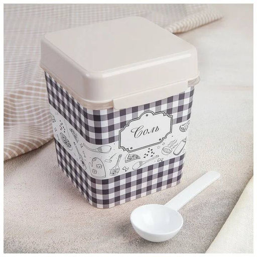 Цена за 2 шт. Ёмкость "Плетёнка" (соль) 1,2л. с ложкой М4832