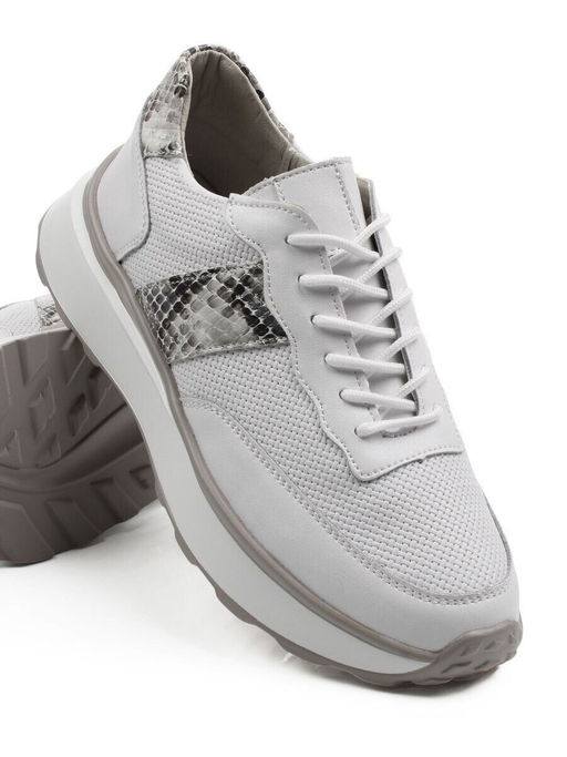 03-C129-9 WHITE Кроссовки женские (натуральная кожа)