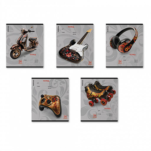 Цена за 10 шт. Тетрадь школьная ученическая ErichKrause Souvenir, 24 листа, линейка (в плёнке по 10 шт.)_MIX-PACK фото 2