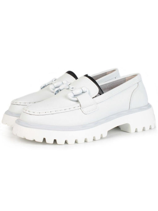 03-HY6-2D WHITE Лоферы женские (натуральная кожа)