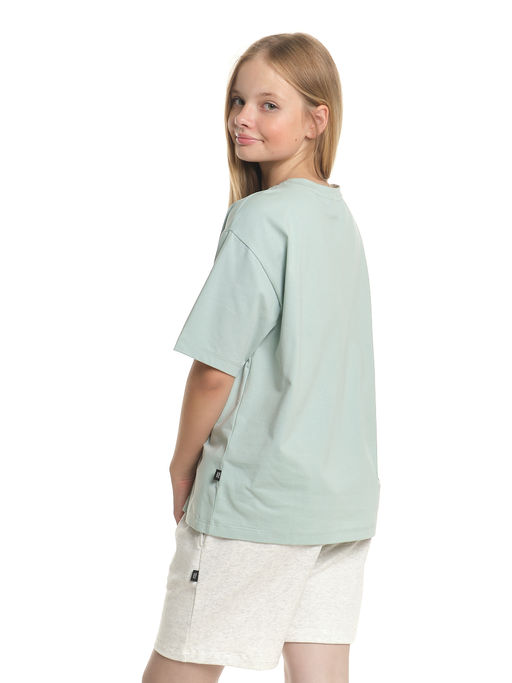 Футболка с принтом 22-7652 серо-голубой | черный - Mini maxi фото 17