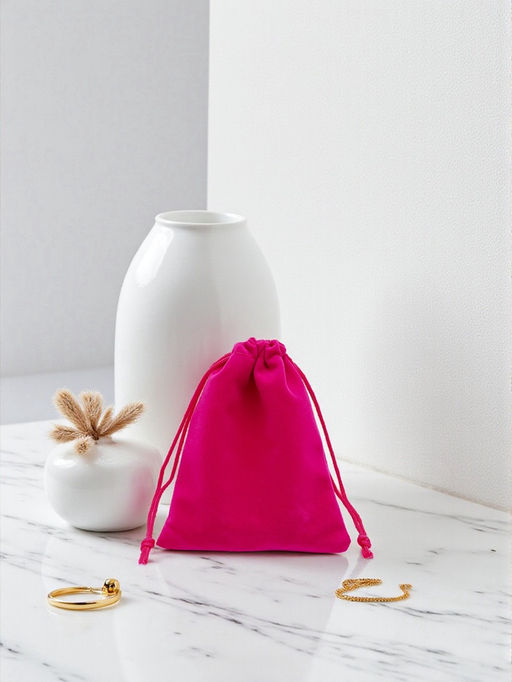 Набор мешочков бархатных 50 шт. 10×12 см, ярко-розовый