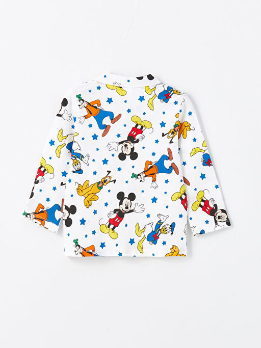Polo Yaka Uzun Kollu Mickey Mouse Bask?l? Erkek Bebek Pijama Tak?m? - Waikiki фото 3