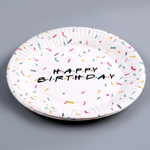 Набор бумажной посуды Happy birthday: 6 тарелок, 6 стаканов - Страна карнавалия фото 7