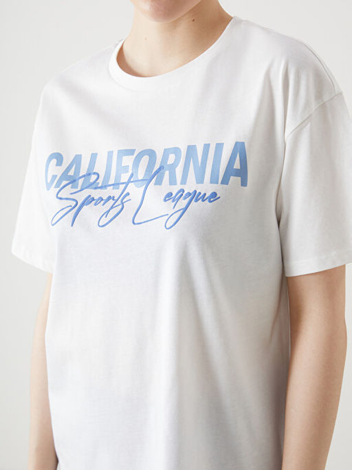 Bisiklet Yaka California Bask?l? Kad?n Spor Ti??rt