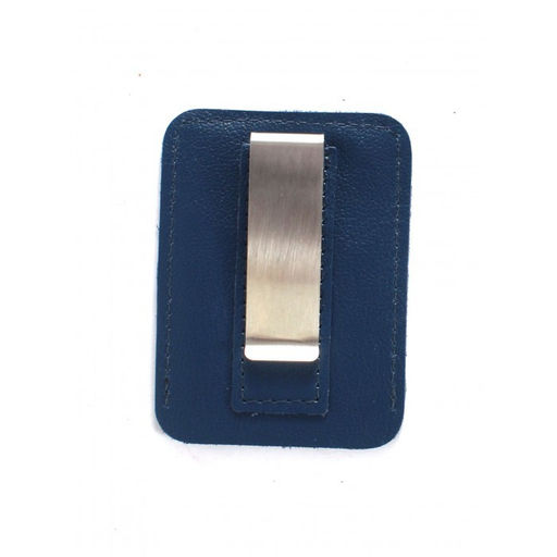 Обложка пропуск/карточка/проездной Croco-фк-1009 металл клипса д/денег, натуральная кожа синий бергамо (47) 264752  фото 2