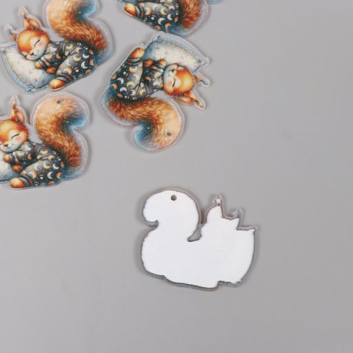 Цена за 5 шт. Декор для творчества акрил «Бельчонок в пижамке сладко спит на подушке», 2.9×3.4×0.3 см