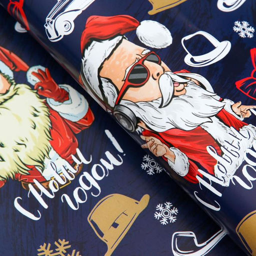 Цена за 10 шт. Бумага упаковочная глянцевая Кайфуша Санта, 50 х 70 см - UPAK LAND фото 3