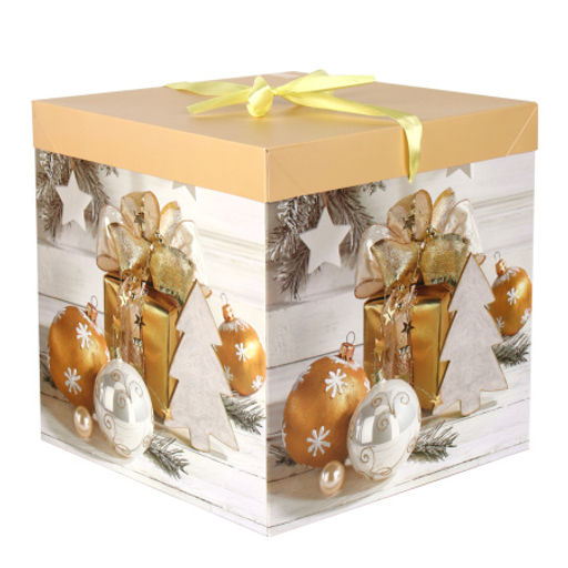 Цена за 12 шт. Коробка подарочная 22x22x22 см складная / 125-M /уп 12/480/Новый год - Галеонтрейд фото 4