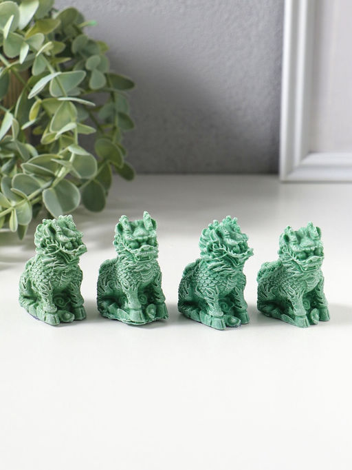 Набор фигурок 4 шт. «Собаки Фу», полистоун, зелёный, 2.3×4.5×5 см
