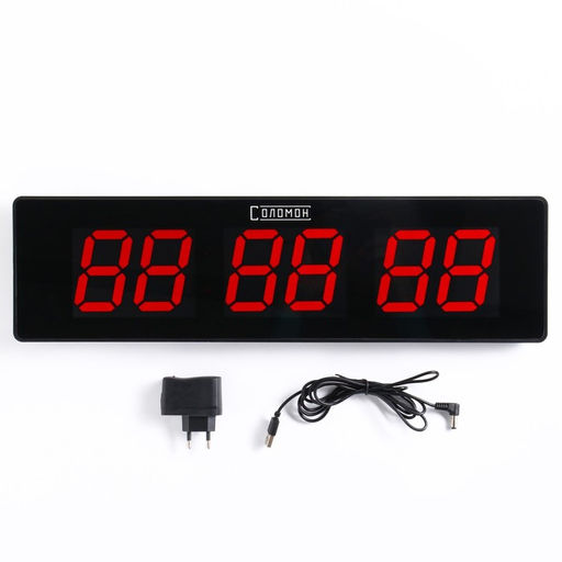 Часы электронные настенные «Соломон», 49×13×3 см, цифра 7.5×4.3 см, красная индикация