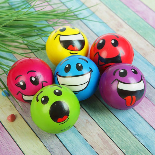 Цена за 12 шт. Мяч детский мягкий «Смайлики», 6.3 см, МИКС