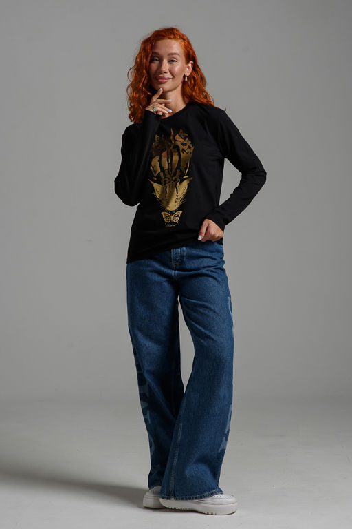 8544 Футболка с длинным рукавом женская (фольга)