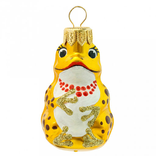 Елочная игрушка фигурка стеклянная Царевна лягушка-3 д3,8, h7см, ручная художественная роспись, подарочная упаковка (Россия)