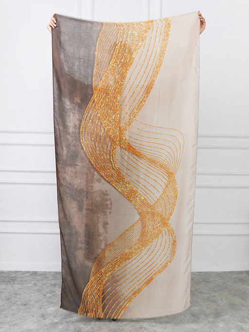 Большой, мягкий, тонкий и очень нежный двусторонний палантин с рисунком - Tantino фото 12