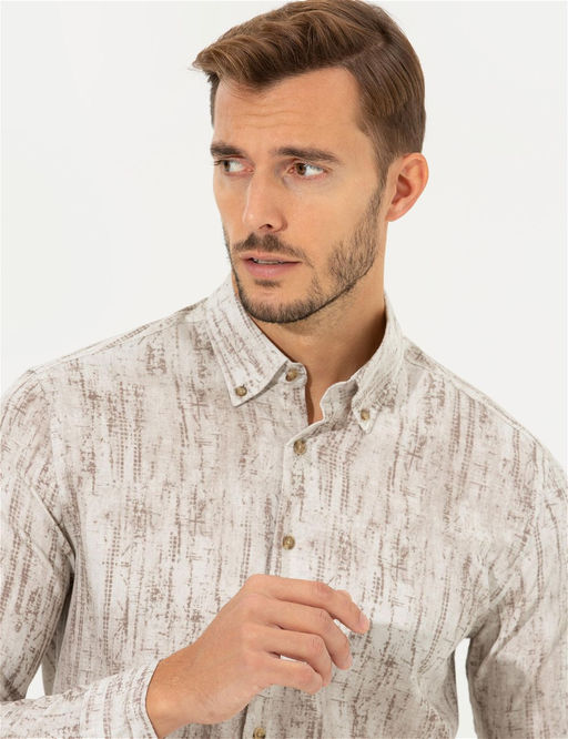 Bej Slim Fit Uzun Kollu G_mlek - Pierre cardin фото 2