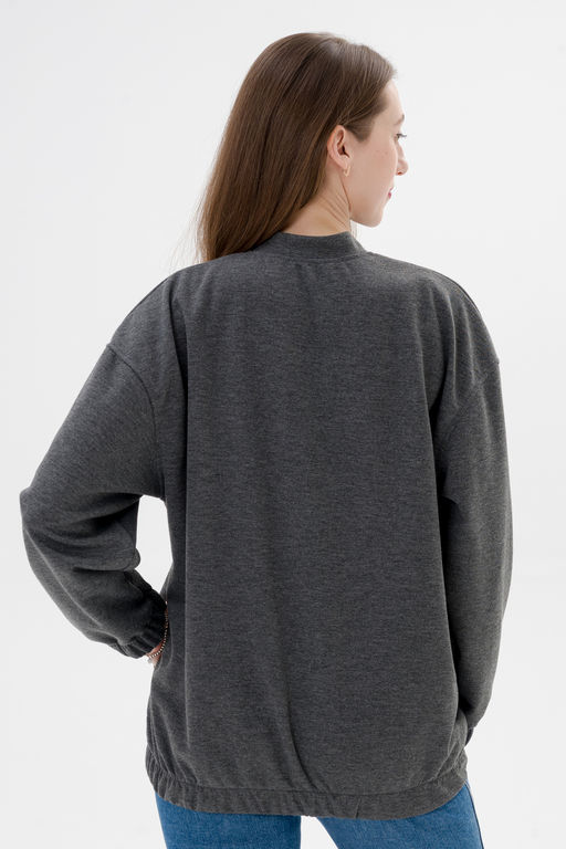 Бомбер из коттон фита антрацит - Амадэль фото 17