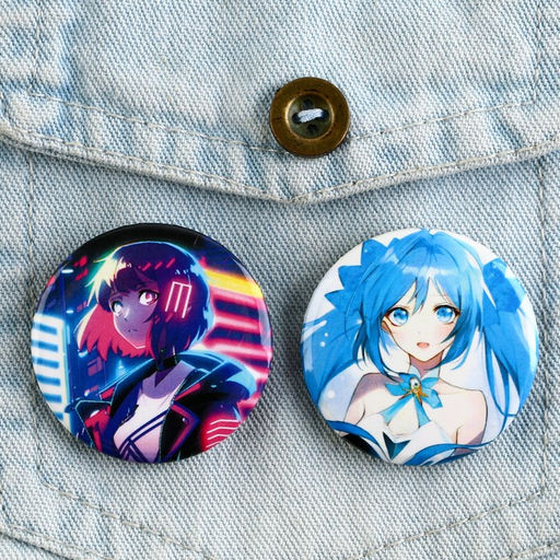 Цена за 10 шт. Значки закатные Аниме девочки, 38 мм, МИКС