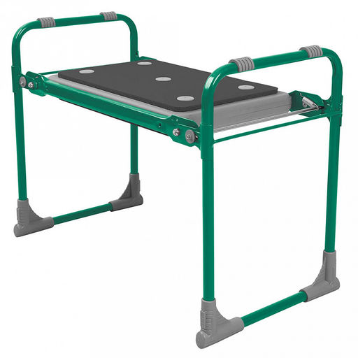 Скамейка-перевертыш садовая, складная, 2-х сторонняя 56х30х42,5см, каркас - металлическая труба, сиденье - изолон, нагрузка до 100кг, зеленый (Россия)