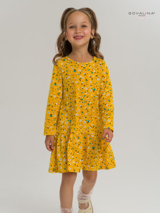 Платье Алиса дл/р цветы на горчице - Sovalina фото 8