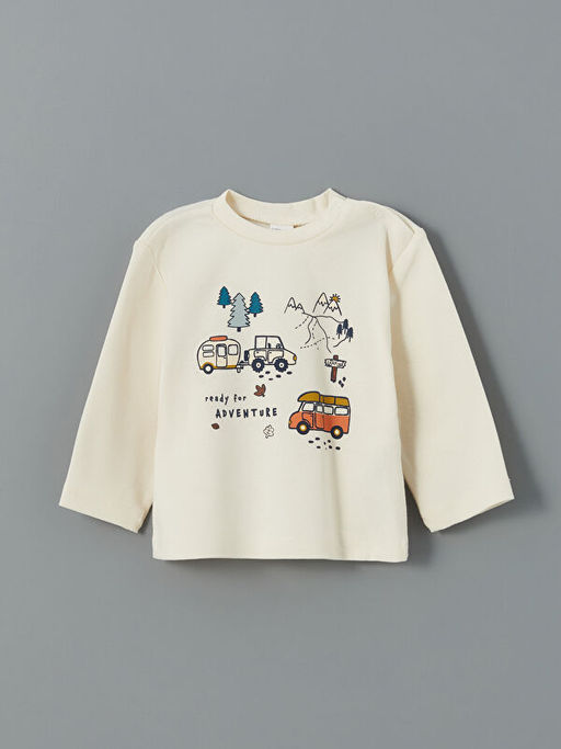 Bisiklet Yaka Bask?l? Erkek Bebek Ti??rt ve Tayt 2li Tak?m - Waikiki фото 2