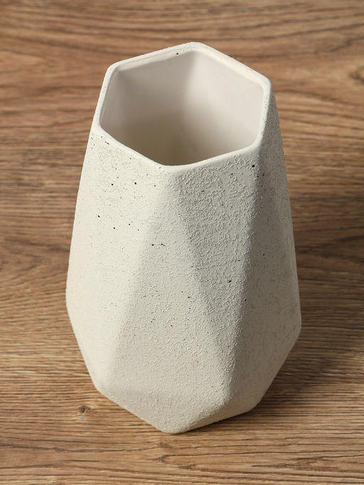Ваза для цветов «Бэрри», грани, 18.5×11 см, d=7.5 см, керамика, белая