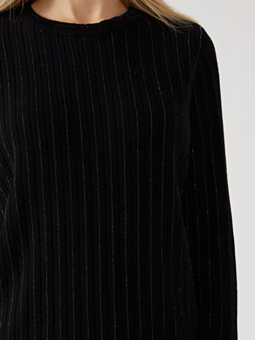 Bisiklet Yaka ?izgili Kad?n Triko Kazak