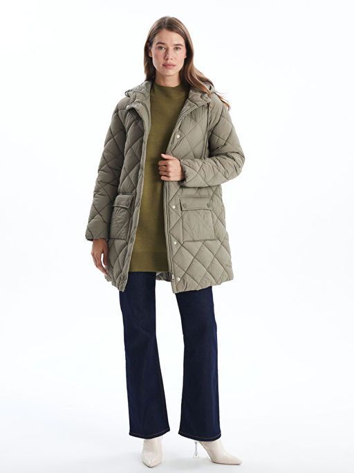 Kap??onlu Kapitone Oversize Kad?n ?i?me Mont - Waikiki фото 5