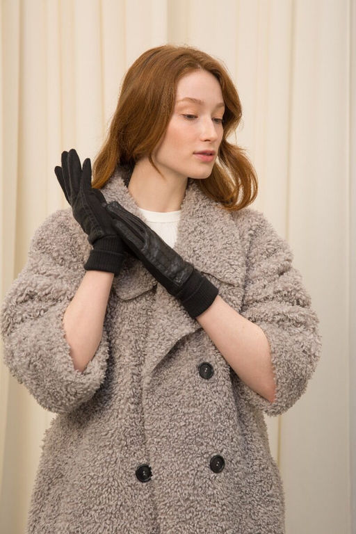 Перчатки из экокожи, экозамши и шерсти