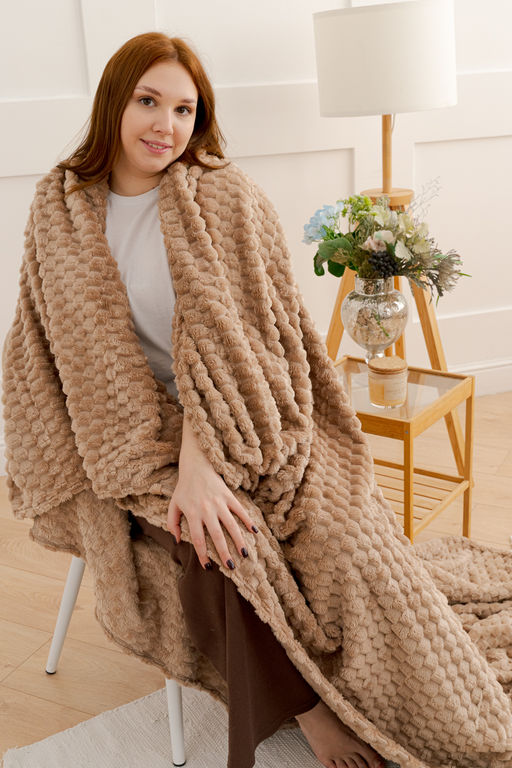 Плед покрывало Черепаха однотонный велсофт - Натали фото 21