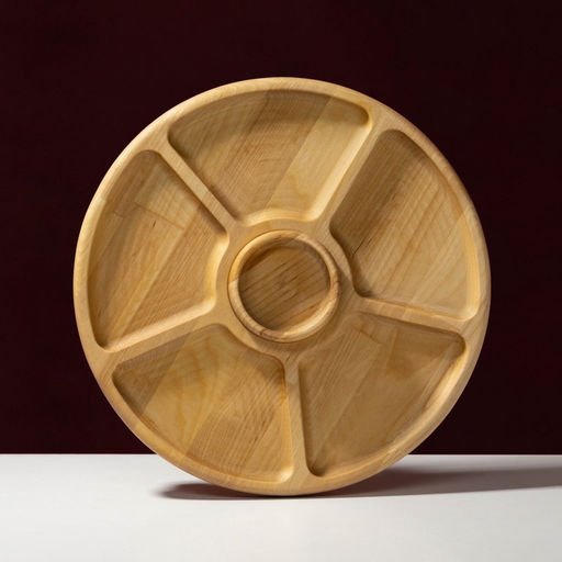 Менажница деревянная Adelica Фортуна, на ножках с соусницей, d=30 см, 70 мл, берёза фото 11