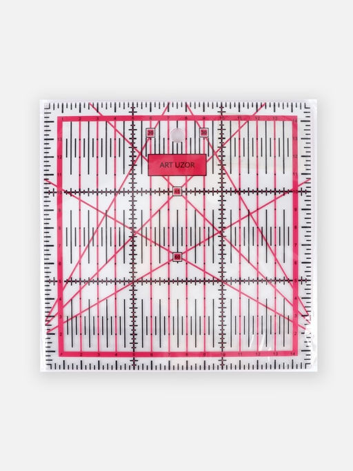 Цена за 2 шт. Линейка для квилтинга и пэчворка, 15×15 см, s=2.5 мм, розовая