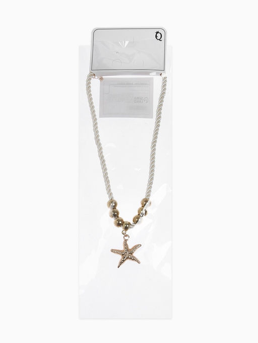 Кулон на жгуте текстильном "Морская звезда", цвет бело-золотой