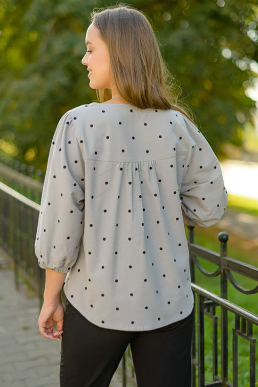 из ТЕПЛОГО ХЛОПКА блуза - Новый лен фото 3