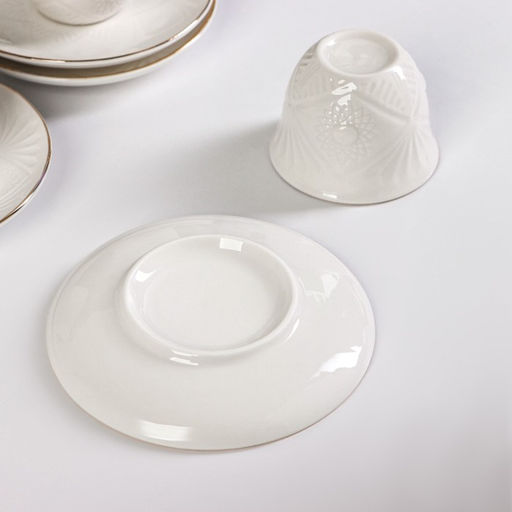 Набор керамический кофейный Coffee, 8 предметов: 4 чашки 70 мл, 4 блюдца, цвет белый - Simaland фото 3