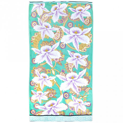 "Япония-2014" Полотенце махровое 70х140см, плотность 300гр/м2, 100% хлопок, "Фантазия", зеленый, Bolangde (Китай)