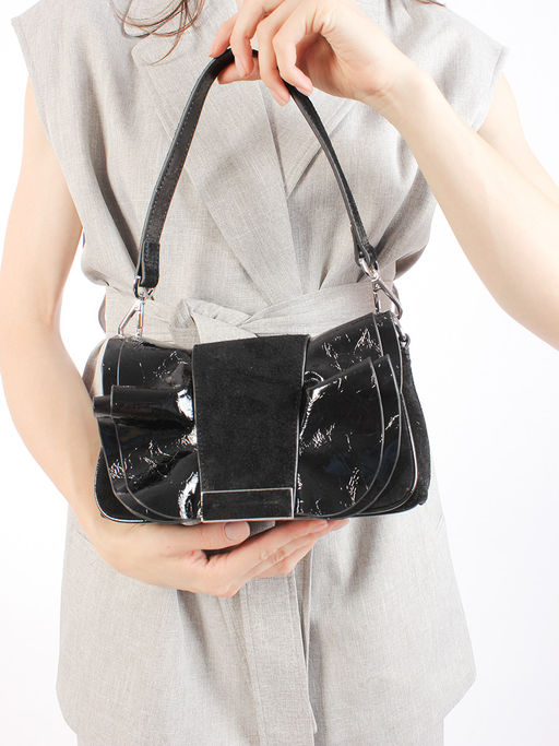 LACCOMA сумка Y2298-2-черный натуральная замша, натуральная кожа полиэстер фото 9