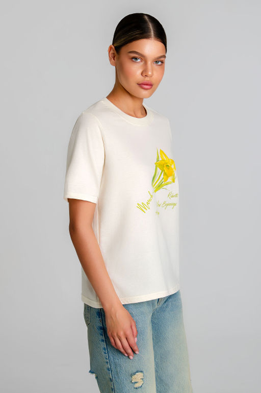 Арт. 31165 Футболка женская  44-52 (5 шт) Цвет:светло-молочныйй