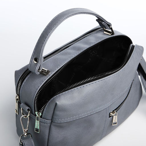 Сумка-саквояж на молнии, цвет серый - Simaland фото 8