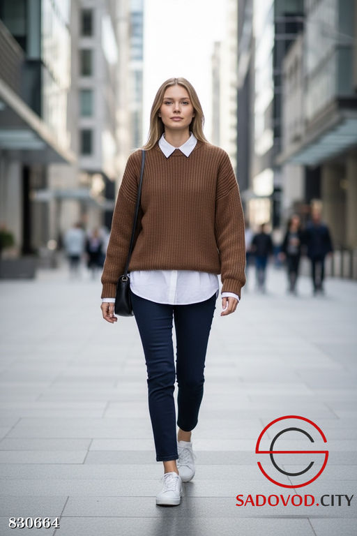 Свитер вязаный однотонный