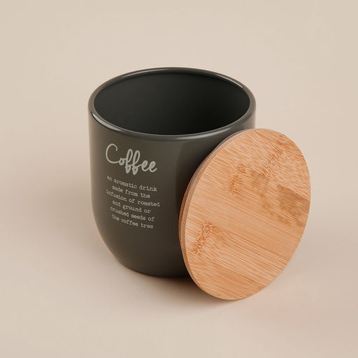 Банка для кофе SL Home, 12×12 см, серая, с бамбуковой крышкой