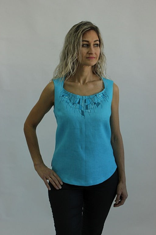 Блуза топ майка умягченный 100% лен - Елецкие узоры фото 4