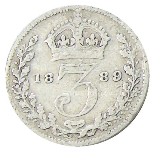 3 пенса 1889 года Великобритания