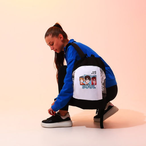 Рюкзак текстильный Аниме, 46х30х10 см, вертик карман, цвет черный, белый - Nazamok фото 11