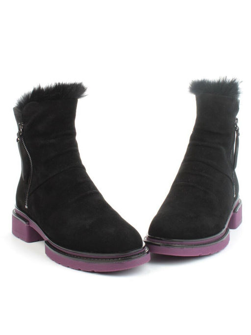 04-A3C1002-21B100M BLACK Ботинки зимние женские (натуральная замша, натуральная шерсть)