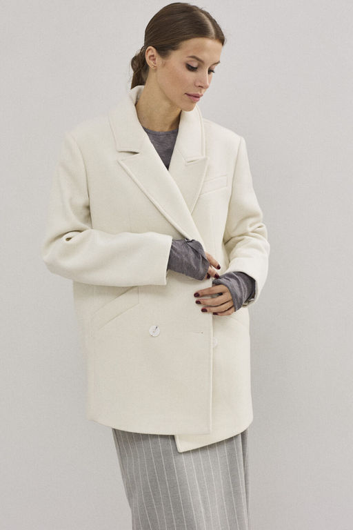 Пальто DAVA 7005 молочный фото 10