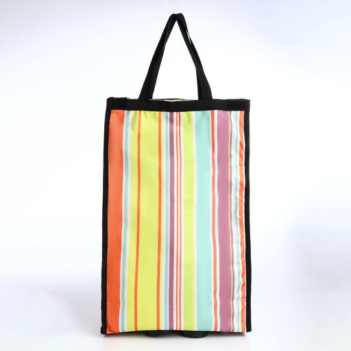 Сумка тележка хозяйственная, складная, на липучке, 2 колеса, наружный карман, 32×13×52 см, разноцветная