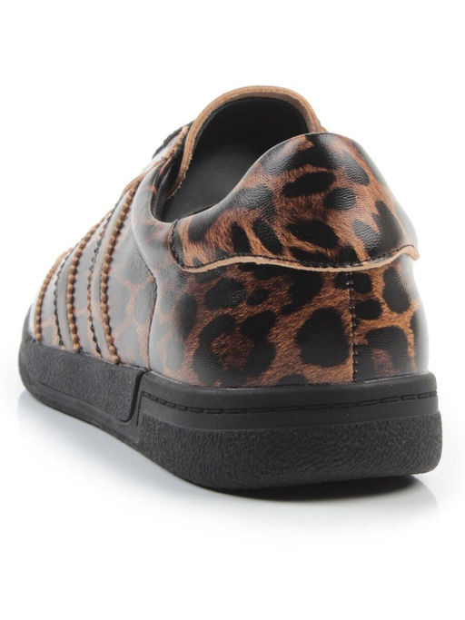 03-B6C-7PC BROWN/LEOPARD Кеды женские (натуральная кожа)