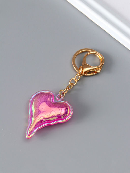 Цена за 12 шт. Брелок для ключей на кольце с карабином Розовое сердце, мыльный пузырь. Голография, пластик, 5.2?4.2?1.2 см - Simaland фото 2