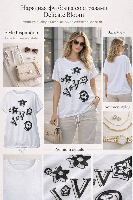 Нарядная футболка Graphic Bloom арт. А1025